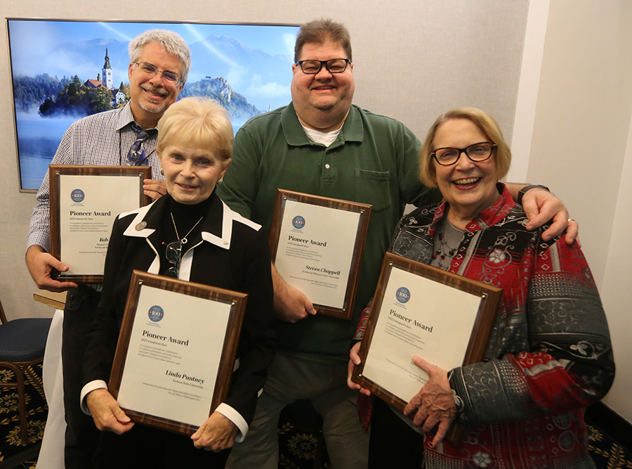 Left to right are Dr. Bob Bergland, Dr. Linda Puntney, Steven Chappell and Laura Widmer.