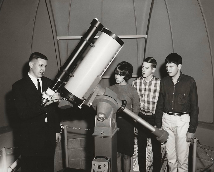Dr. Jim Smeltzer, left, was passionate about education and sharing his interest in astronomy with students. (Submitted photo)