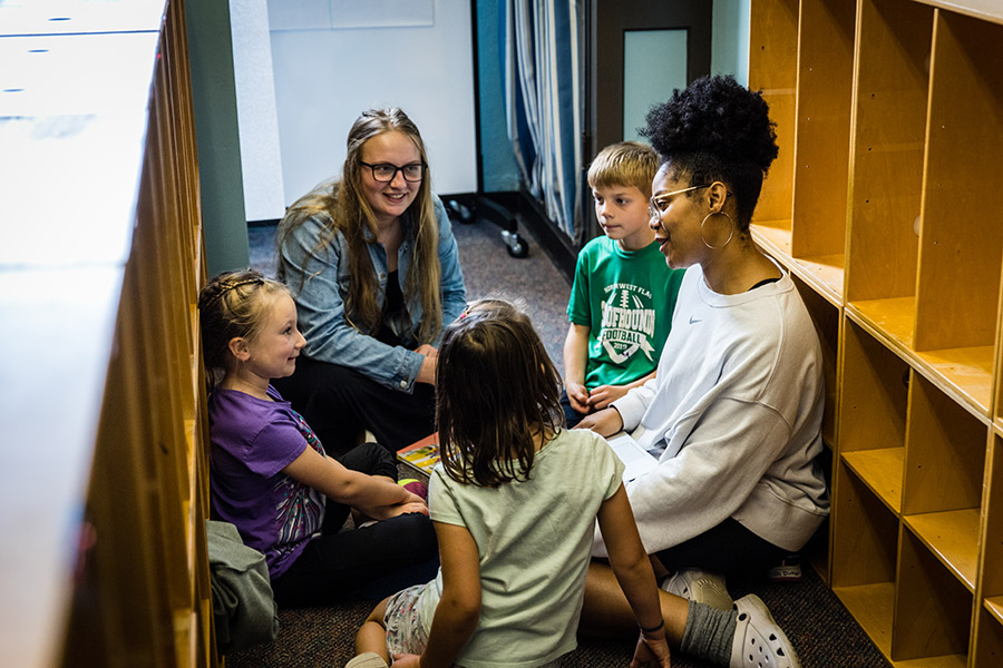 Northwest students interacted with Horace Mann students and designed lessons teaching compassion and empathy as part of project during the School of Education's Trauma Informed Practices course. (Photo by Lauren Adams/Northwest Missouri State University)