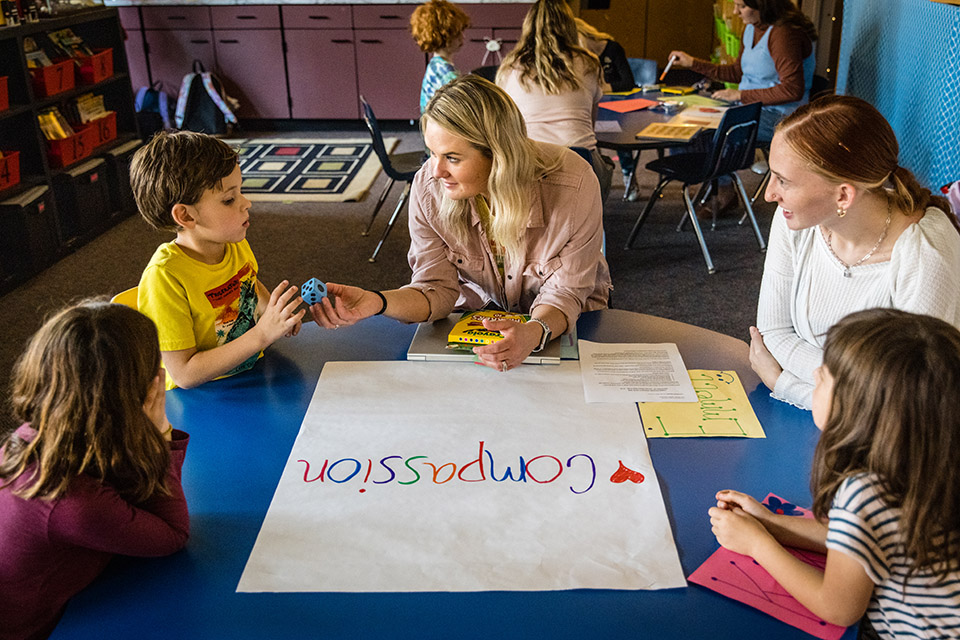 Early childhood majors, Horace Mann students collaborate on compassion project