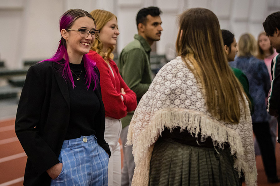 Aster Blake discussed their internship with the University’s Policy and Civic Engagement Center during Northwest's PBL Palooza event Nov. 17. (Photo by Chandu Ravi Krishna/Northwest Missouri State University)