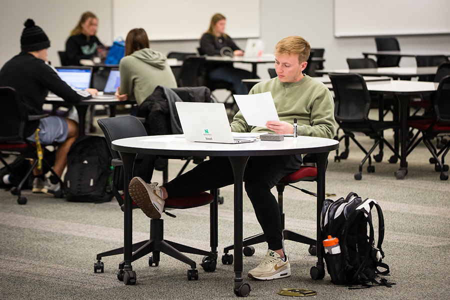 Students study in the Owens Library last fall. (Photo by Abigayle Rush/Northwest Missouri State University)