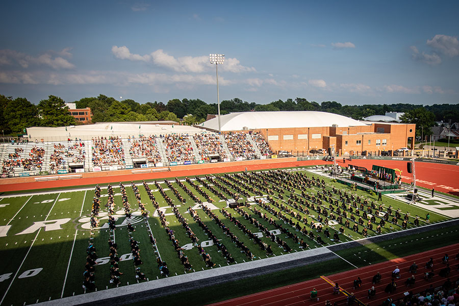 Northwest last offered a commencement ceremony at Bearcat Stadium for spring and summer graduates in 2020. (Photo by Todd Weddle/Northwest Missouri State University)