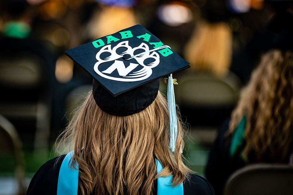 Northwest celebrating graduates during May 6 commencement ceremony at Bearcat Stadium