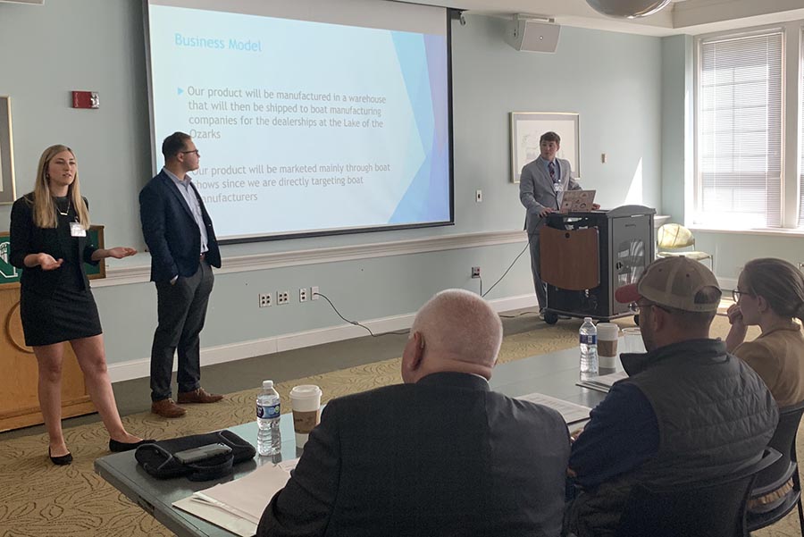 Students presented their start-up ideas to small business owners and investors in a competitive setting during Northwest's annual New Venture Pitch event. (Northwest Missouri State University photos)