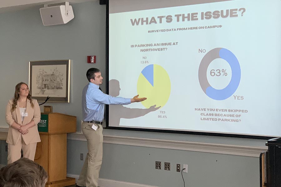 The New Venture Pitch competition challenges students to think strategically with their business planning in addition to helping students build skills related to teamwork, finance and presenting.