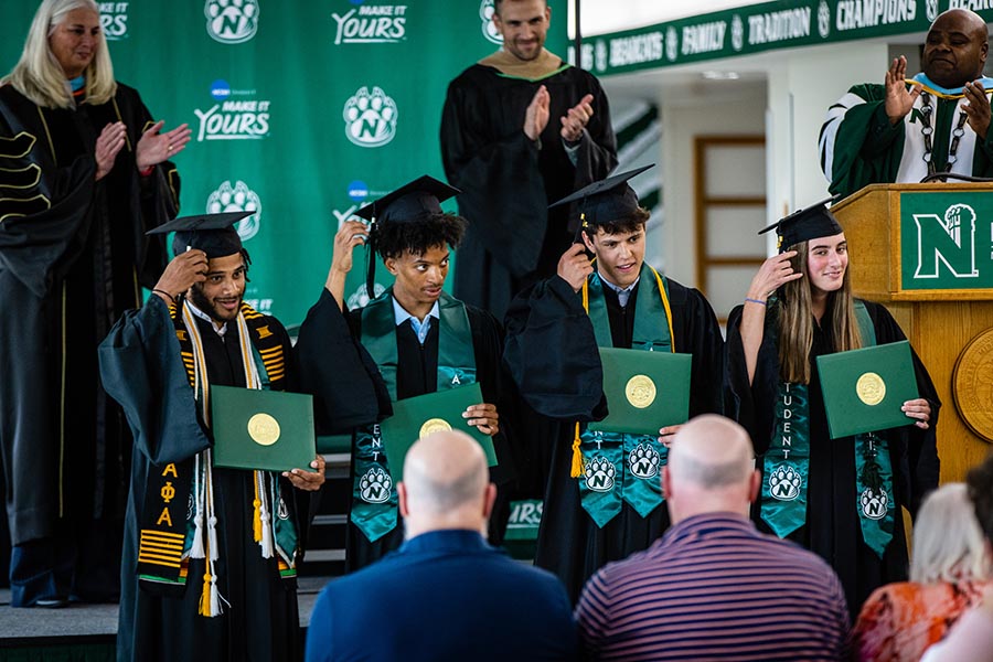 Northwest leaders conferred degrees to four undergraduate candidates as well as two graduate candidates on Thursday evening for the student-athletes who could not participate in Saturday's ceremony, 