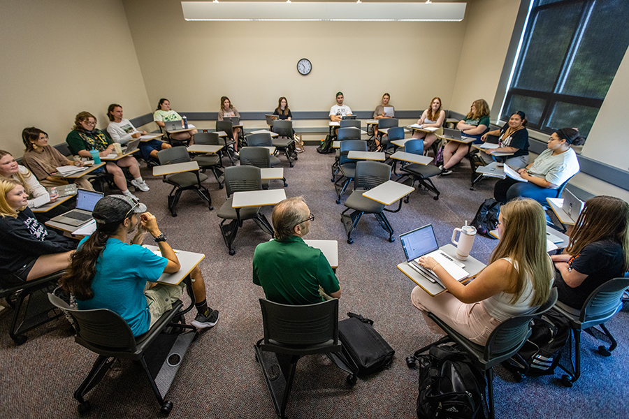 Northwest students participate in a creative writing class this fall. (Photo by Todd Weddle/Northwest Missouri State University)