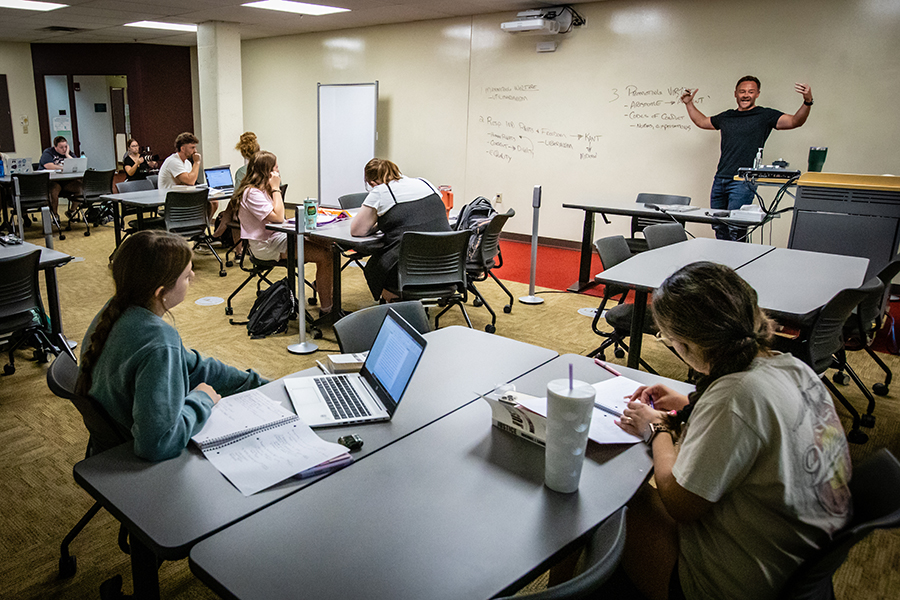 Northwest students participate in a humanities and social sciences course. (Photo by Chandu Ravi Krishna/ Northwest Missouri State University)