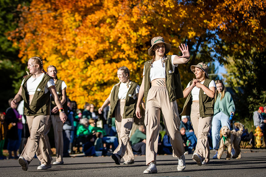 Alpha Sigma Alpha took second place in the Homecoming parade for their dancing clown performance. (Photo by Todd Weddle/Northwest Missouri State University) 