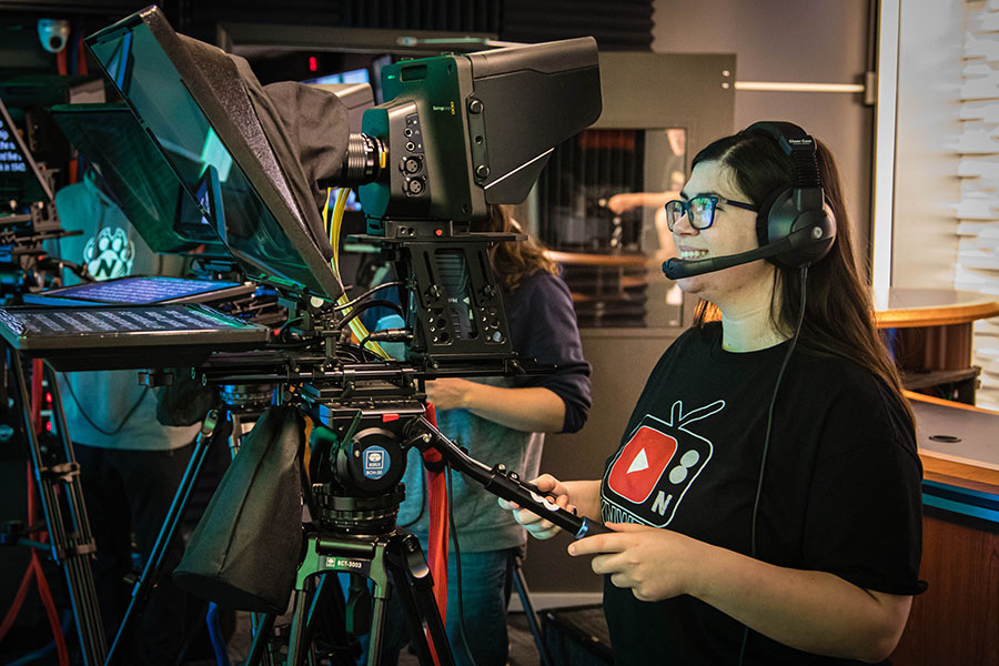 Northwest students have opportunities to practice television production through opportunities with KNWT. (Photo by Chandu Ravi Krishna/Northwest Missouri State University)