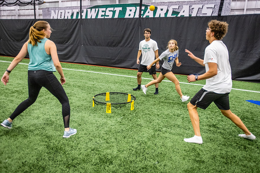 Northwest students participate in campus recreation activities at the Hughes Fieldhouse. The facility will open to the public for walking and other activities during the University's winter break. (Photo by Todd Weddle/Northwest Missouri State University)