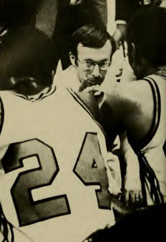 In nine seasons as head coach of the Bearcat men's basketball program, Lionel Sinn accumulated 164 wins with a .643 winning percentage. (1983 Tower yearbook photo)