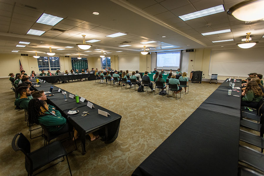 Student Senate, the representative governing body of the Student Government Association at Northwest, meets each Tuesday night in the Student Union Ballroom. (Photo by Lauren Adams/Northwest Missouri State University)