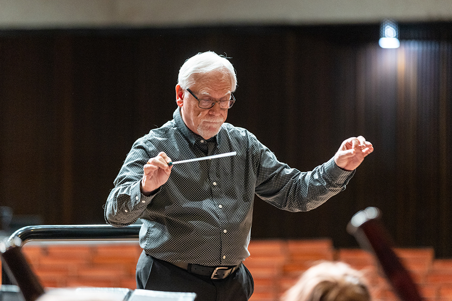 John Bell, a Northwest artist-in-residence and the conductor of the Wind Symphony, is retiring at the conclusion of the spring semester. (Photo by Lauren Adams/Northwest Missouri State University)