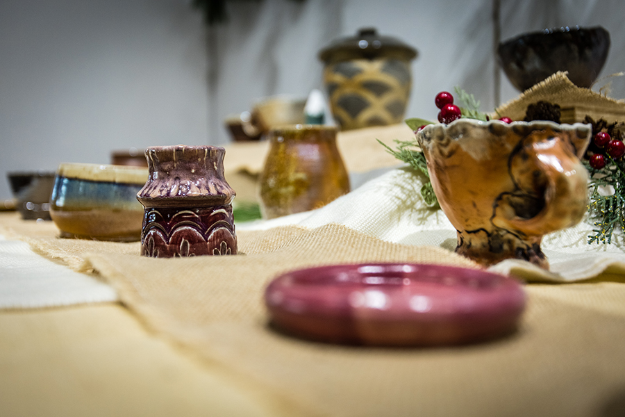 Patrons at Northwest's art show and sale can find a variety of pottery, cups, bowls and jars to decorate their homes, offices and other spaces. (Photo by Lauren Adams/Northwest Missouri State University)