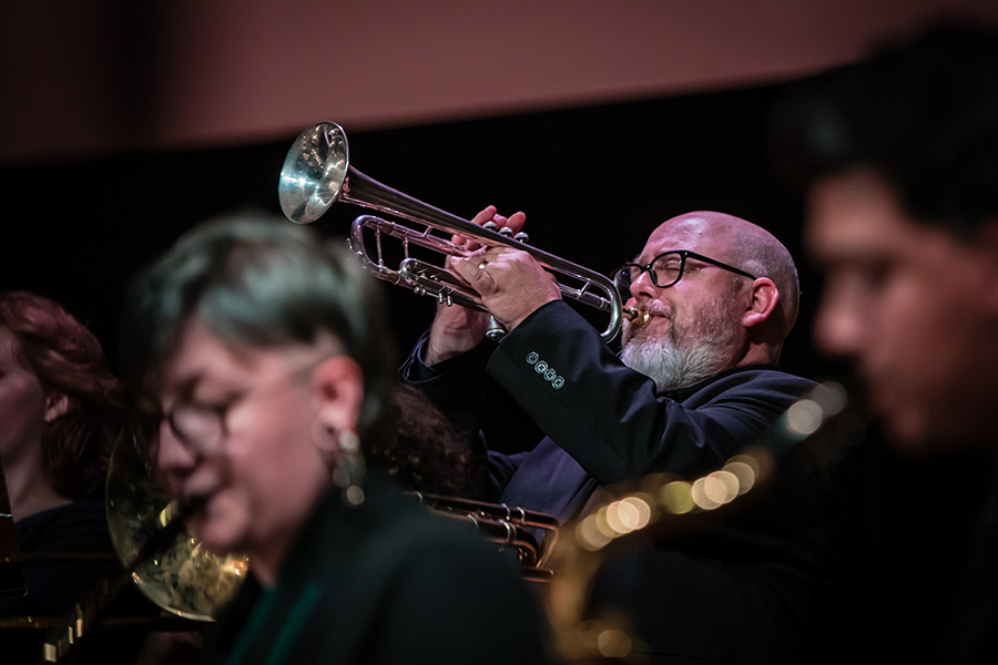 Dr. William Richardson is pictured performing with the Northwest Jazz Ensemble last fall. (Northwest Missouri State University photo)