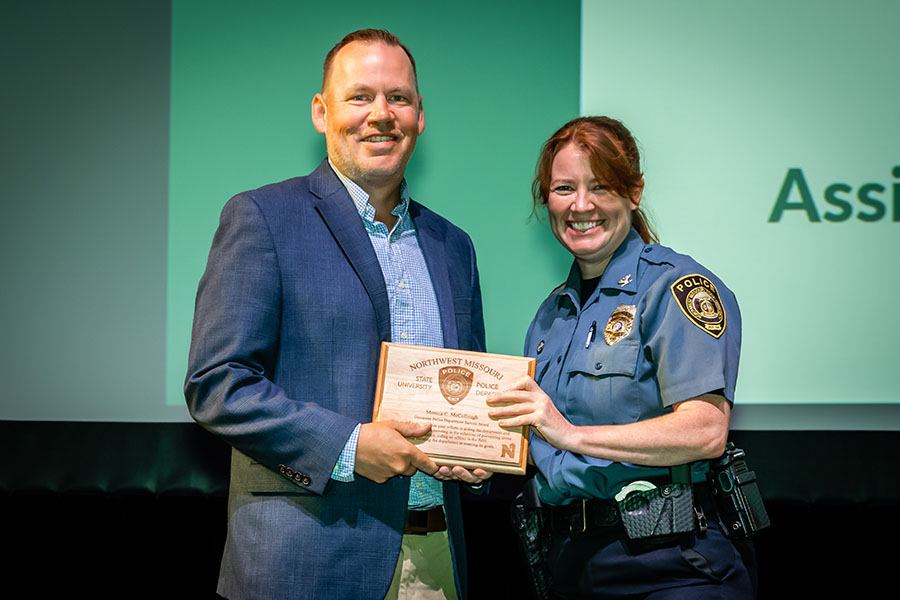 Dr. Kori Hoffmann with University Police Chief Amanda Cullin (Photos by Todd Weddle/Northwest Missouri State University)