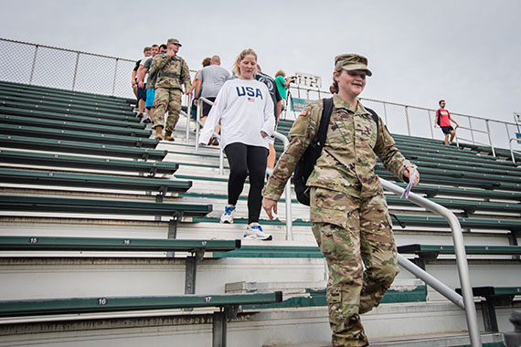 Members of Northwest's Show-Me Gold program and local residents participated in last year's 9/11 stair climb at Bearcat Stadium. (Photo by Chandu Ravi Krishna/Northwest Missouri State University)