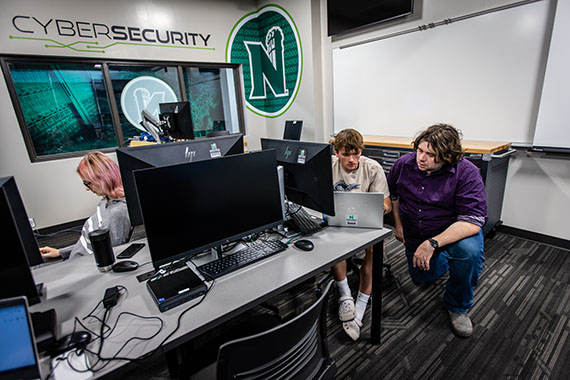 Northwest's cybersecurity laboratory features modern classroom amenities while giving students an opportunity to practice digital forensics, software engineering and secure programming. (Photo by Todd Weddle/Northwest Missouri State University)