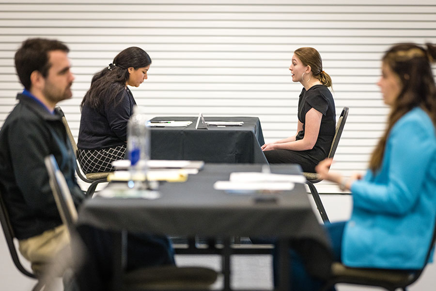 Mock Interviews sponsored by Career Services help students practice their interview skills with real-world employers. (Photo by Lauren Adams/Northwest Missouri State University)