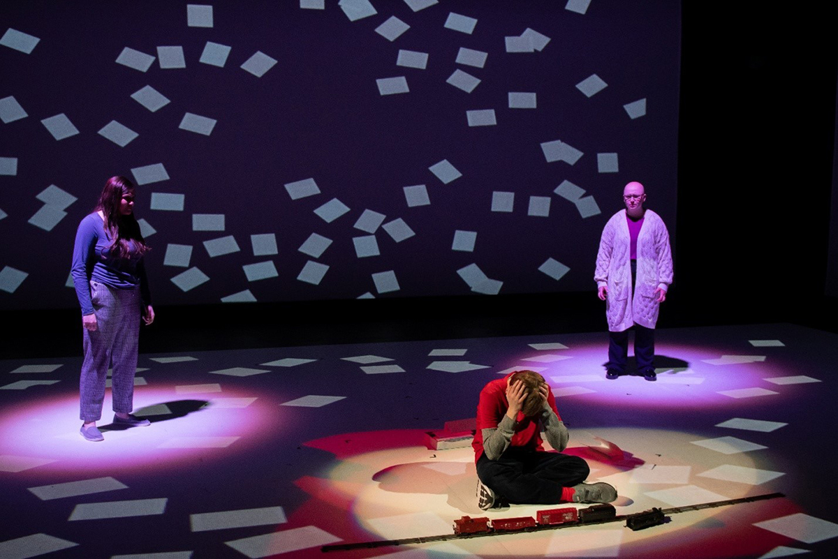 Left to right, Bridget Hopkins, Adam Clayton and Shelby Wiese appeared last fall in Northwest's production of “The Curious Incident of the Dog in the Nighttime.” (submitted photo) 