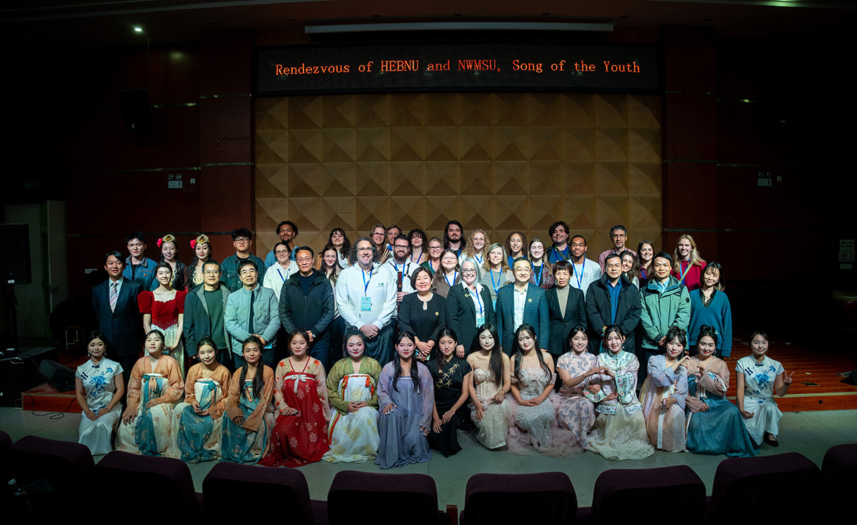 Northwest Missouri State University faculty, staff and students with leaders and students representing Hebei Normal University in China. (Photo courtesy of Dr. Shelby Lee/GCBEI)