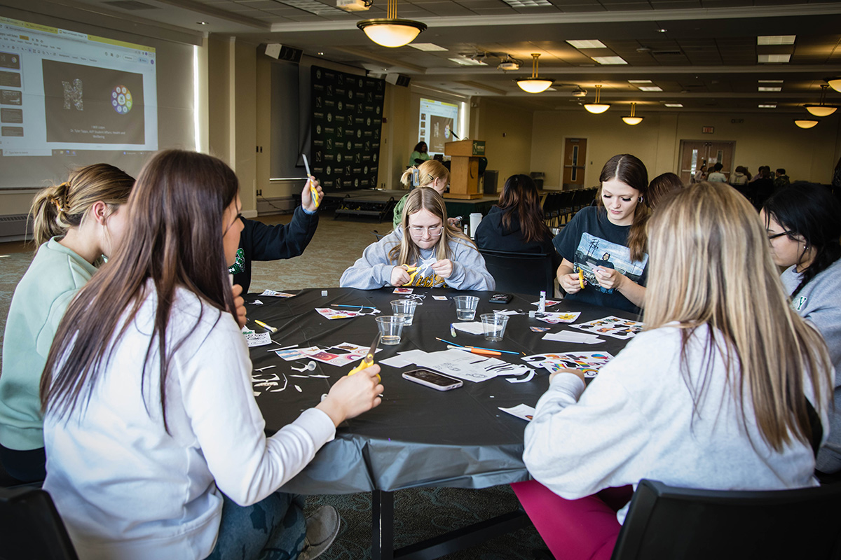 Students participate in an activity during the I Will Listen event at Northwest in 2023. (Photo by Chandu Ravi Krishna/Northwest Missouri State University)