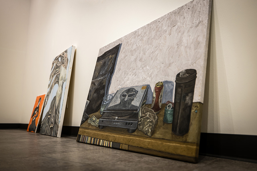 Paintings in the Senior Preview Exhibition (Photo by Lilly Cook/Northwest Missouri State University)
