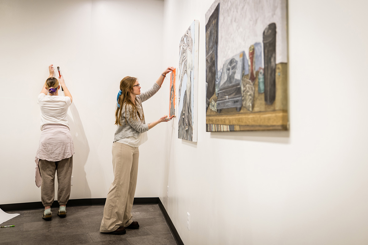 Senior art students at Northwest are showing their work this month in the Senior Preview Exhibition at the Olive DeLuce Art Gallery.  (Photo by Lilly Cook/Northwest Missouri State University)