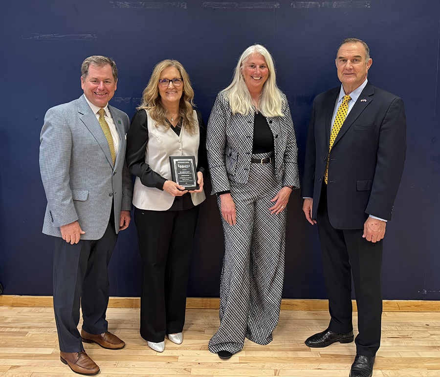 Left to right are Northwest President Dr. Lance Tatum, Dr. Shelly Hiatt, Northwest Provost Dr. Jamie Hooyman and Gov. Mike Kehoe (Submitted photo)