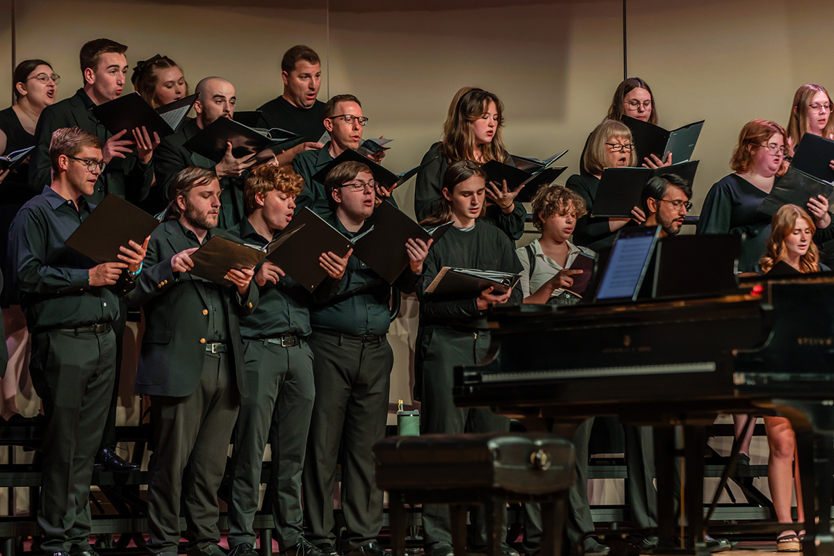 The Concert Choir, pictured during a performance last fall, will perform a spring concert with the Concert Band on 
(Photo by Chloe Timmons/Northwest Missouri State University)