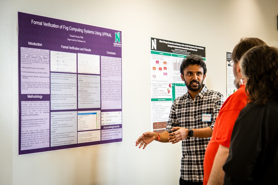 Vasanth Kumar Palla received a first-place award for his presentation, “Formal Verification of Fog Computing Systems Using UPPAAL.”