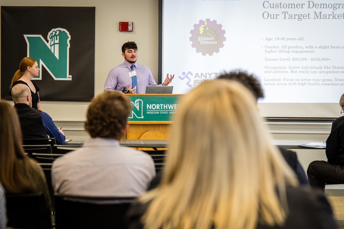 Students pitched their business ideas to a panel of business professionals on Friday during Northwest's annual New Venture Pitch competition. (Photo by Lilly Cook/Northwest Missouri State University)