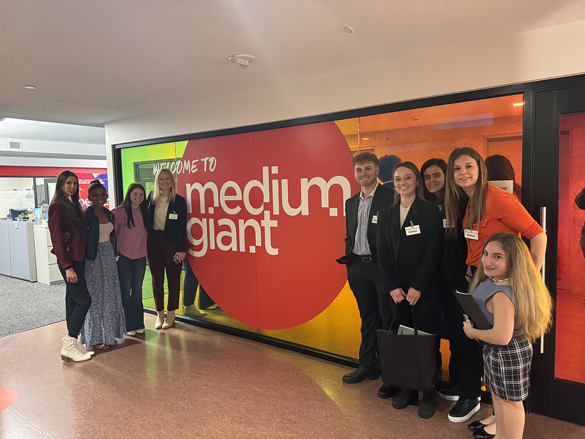 Northwest students recently visited Medium Giant, an integrated creative marketing agency, during a tour of Dallas. (Submitted photo)