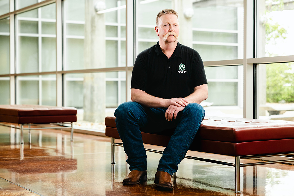 Bill Brooks at the Dean L. Hubbard Center for Innovation, which is the academic home of the School of Agricultural Sciences. (Photo by Lilly Cook/Northwest Missouri State University)