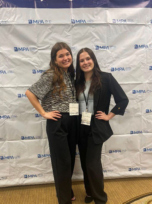 Northwest Psi Chi members Emma Tabor and Tarah Jackson are pictured at the Midwestern Psychological Association Conference in Chicago. (Submitted photo)