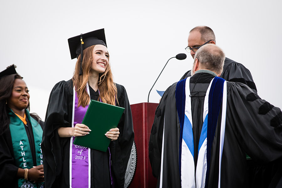 Courtney Rowe graduated from Northwest in 2023 with a bachelor’s degree in mass media with a broadcast production emphasis. (Photo by Lauren Adams/Northwest Missouri State University)