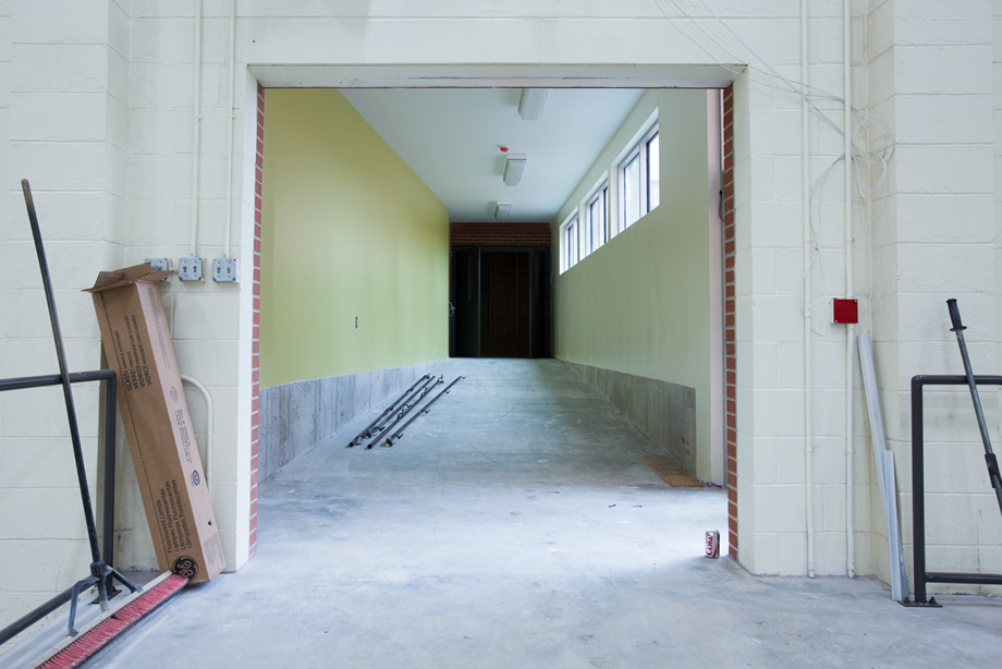 Temperature controlled hallway leading from Lamkin to the Foster Fitness Center - July 20, 2015 (Photo by University Photography)